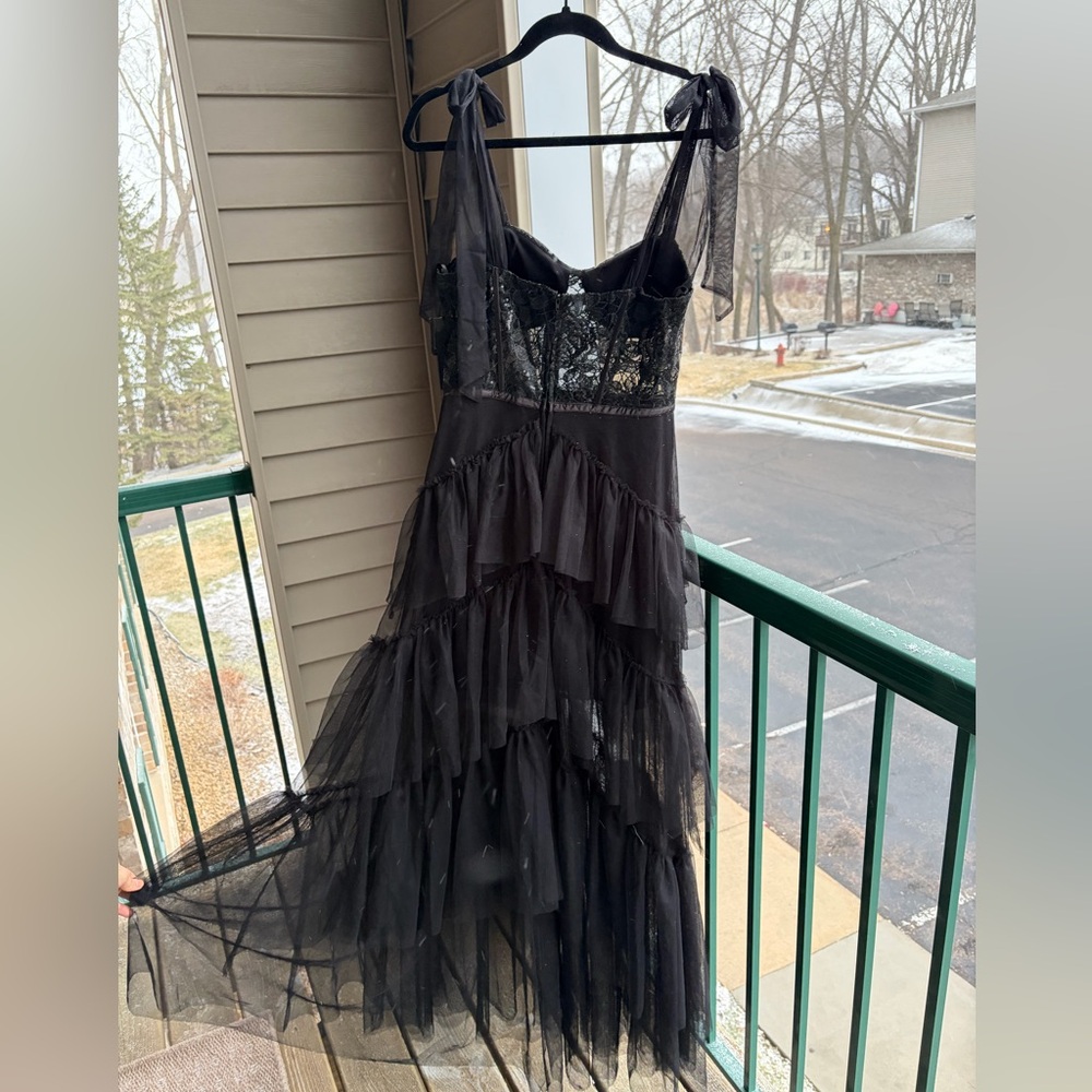 🆕🖤 City Studio Black Lace Corset Tulle Maxi Dress Prom Ruffle Tiered Size 9/10 - Picture 6 of 17